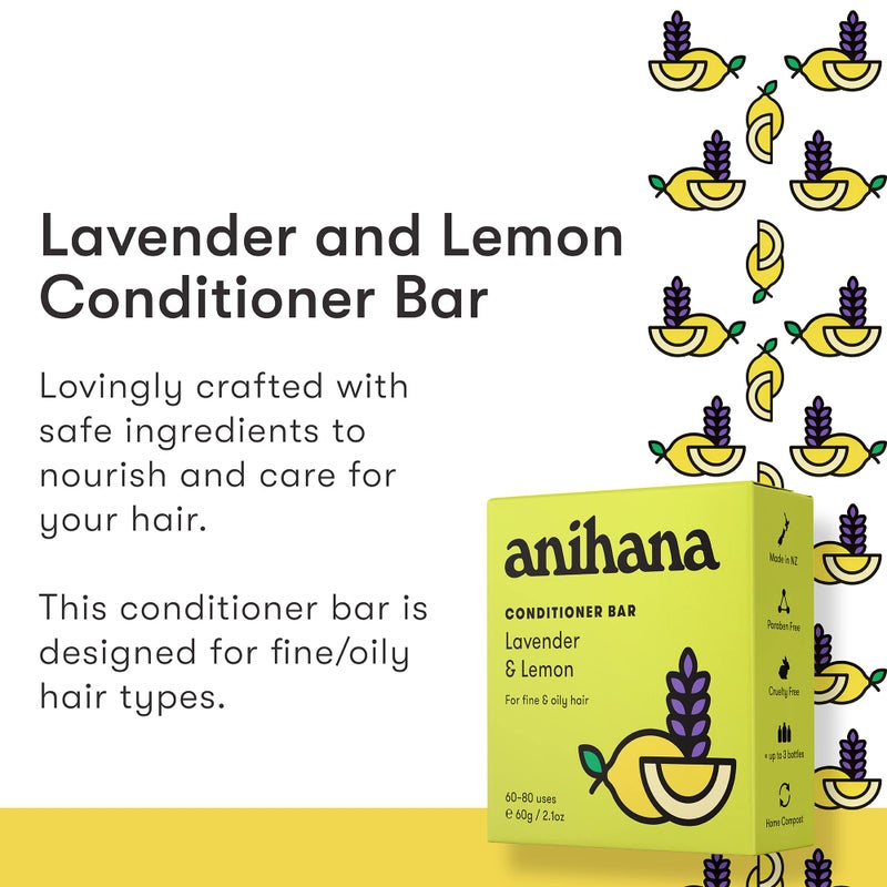 ANIHANA Conditioner Bar for Thin Fine Oily Hair Gives Hair Volume & Body Natural Healthy Look and Shine Paraben Free Lavender and Lemon 2.1 oz - Image 2