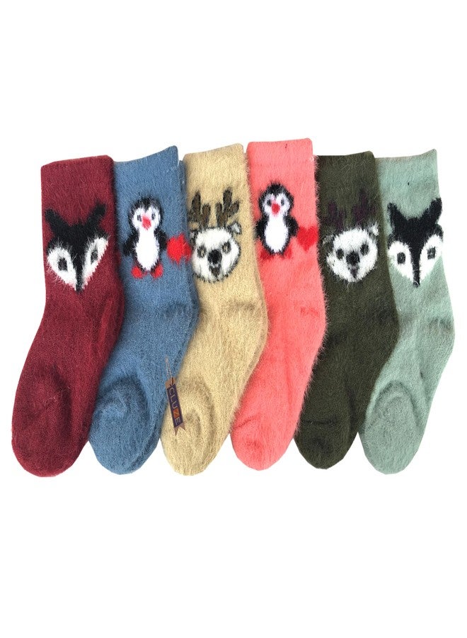 CLUZE Polyester Kids Super Soft Cozy Warm Stretchy Fuzzy Winter Ankle Length Socks For Boys Girls Pack Of 3 Free Size, Multicolour - Image 4