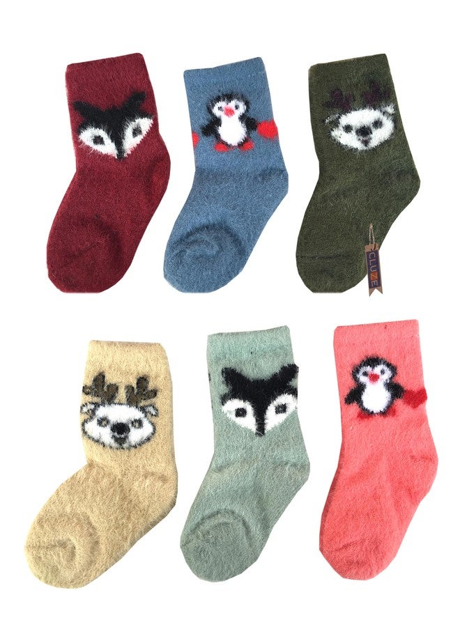 CLUZE Polyester Kids Super Soft Cozy Warm Stretchy Fuzzy Winter Ankle Length Socks For Boys Girls Pack Of 3 Free Size, Multicolour - Image 5