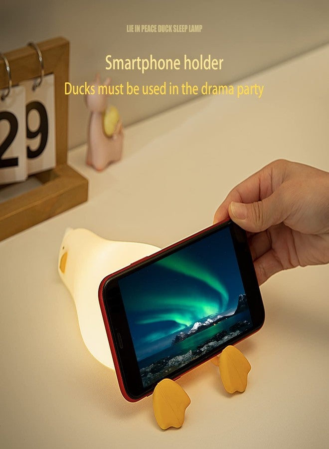 MUID Benson Lying Flat Duck Night Light, LED Squishy Duck Lamp, Cute Light Up Duck, Silicone Dimmable Nursery Nightlight, Rechargeable Bedside Touch Lamp for Breastfeeding, Finn The Duck. - Image 4