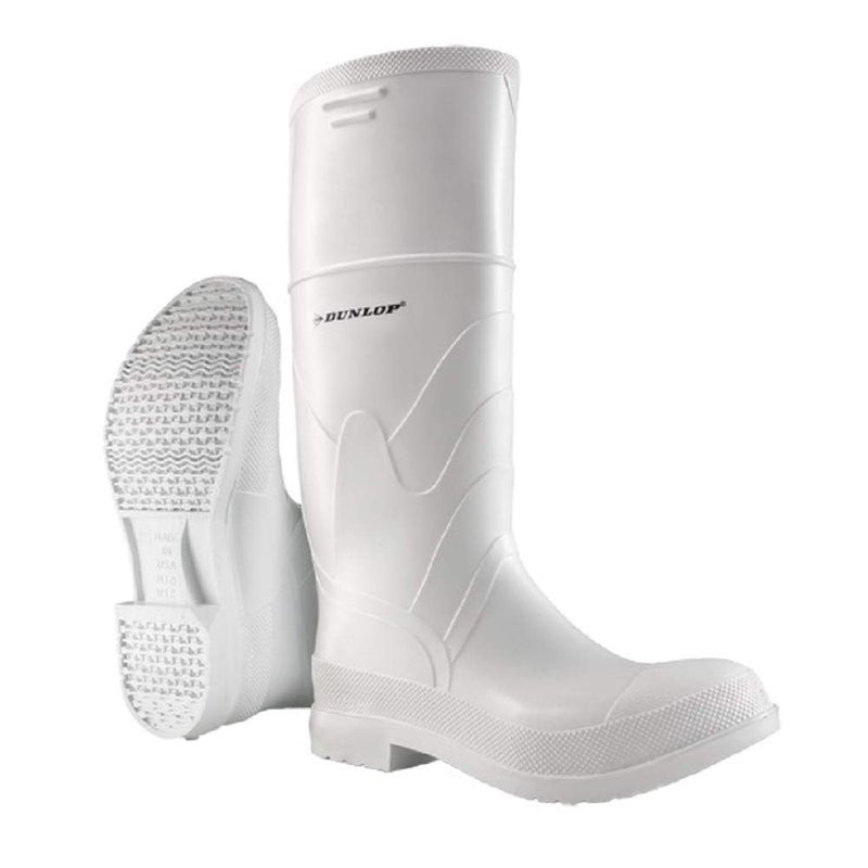 DUNLOP White PVC Steel Toe - Rubber Boots for Men & Women - PVC - Work & Concrete Boots - Steel toe - Waterproof with Tall shaft - Chemical and Slip resistant - White - Size 3-13 - Image 1