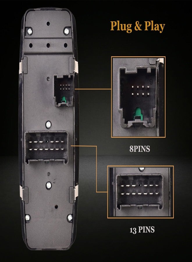 RLP مفتاح التحكم الرئيسي بنافذة السائق - 8 دبابيس + 13 دبوسًا - متوافق مع مفتاح التحكم بنافذة دودج جورني موديلات 2011-2016، بديل للأرقام 68084001AD و68084001AB و68084001AC - Image 3