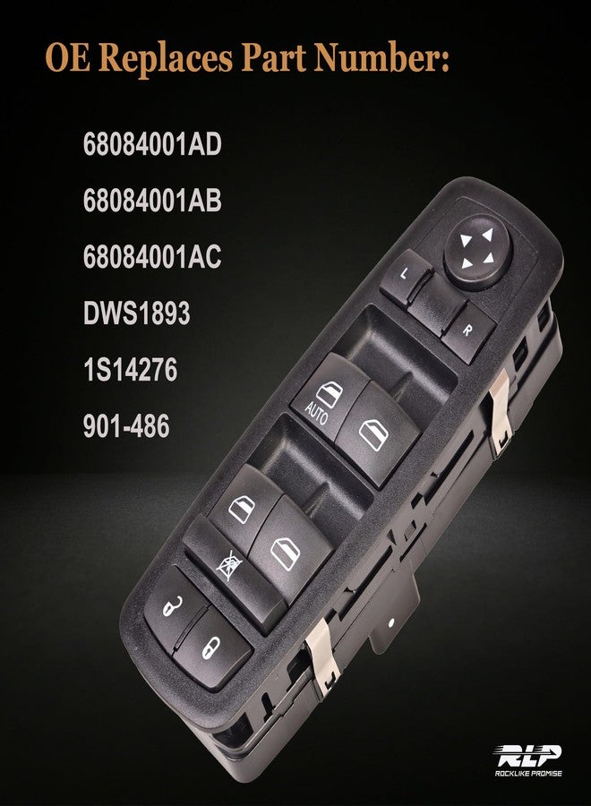 RLP مفتاح التحكم الرئيسي بنافذة السائق - 8 دبابيس + 13 دبوسًا - متوافق مع مفتاح التحكم بنافذة دودج جورني موديلات 2011-2016، بديل للأرقام 68084001AD و68084001AB و68084001AC - Image 4