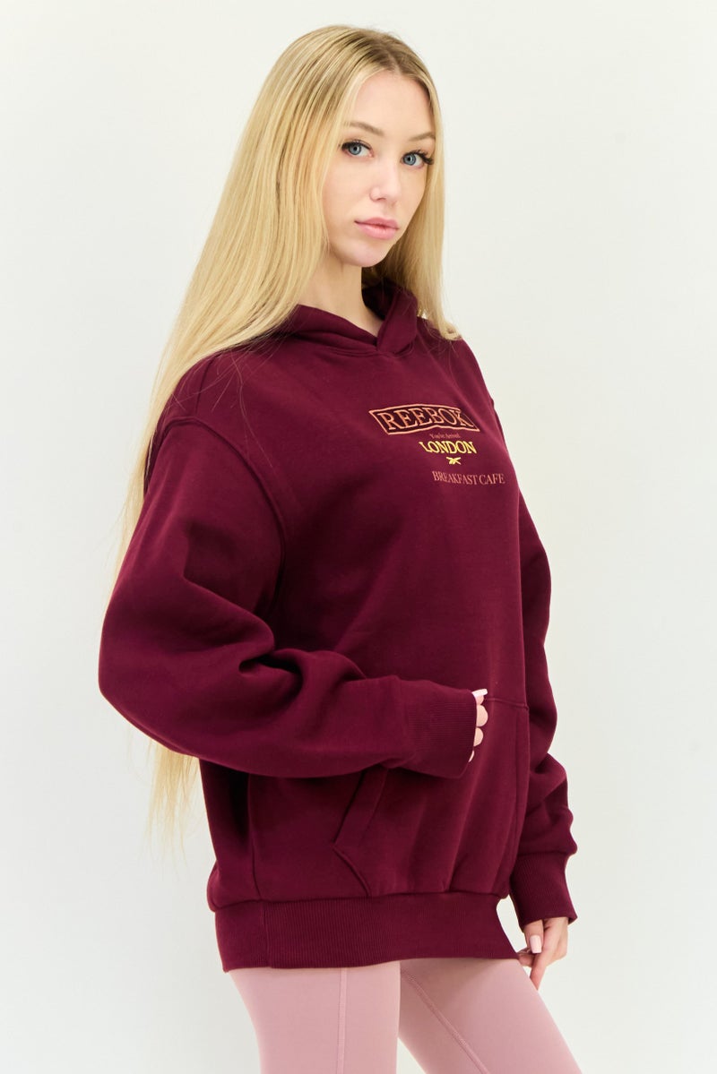Reebok Women Oversized Fit Long Sleeves Outdoor Hoodies, Maroon - Image 2