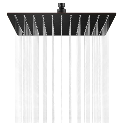 Midanya Rain Shower Head, Stainless Steel Large Rainfall Shower Head High Pressure, Bathroom Waterfall Square Showerhead, Ceiling or Wall Mount, Oil-Rubbed Bronze 10 Inch - Image 1