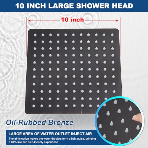 Midanya Rain Shower Head, Stainless Steel Large Rainfall Shower Head High Pressure, Bathroom Waterfall Square Showerhead, Ceiling or Wall Mount, Oil-Rubbed Bronze 10 Inch - Image 3