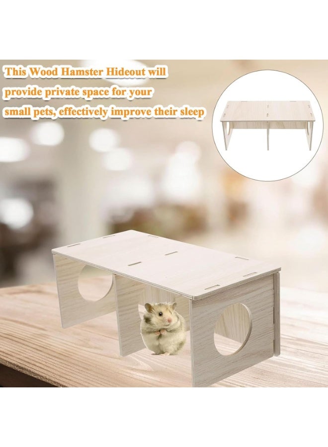 سونسر بيت خشبي طبيعي للهامستر نفق مضحك للهامستر ألعاب استكشافية لطيفة ومفيدة ألعاب إخفاء للهامستر غرفة للهامستر للحيوانات الأليفة الهامستر - Image 5