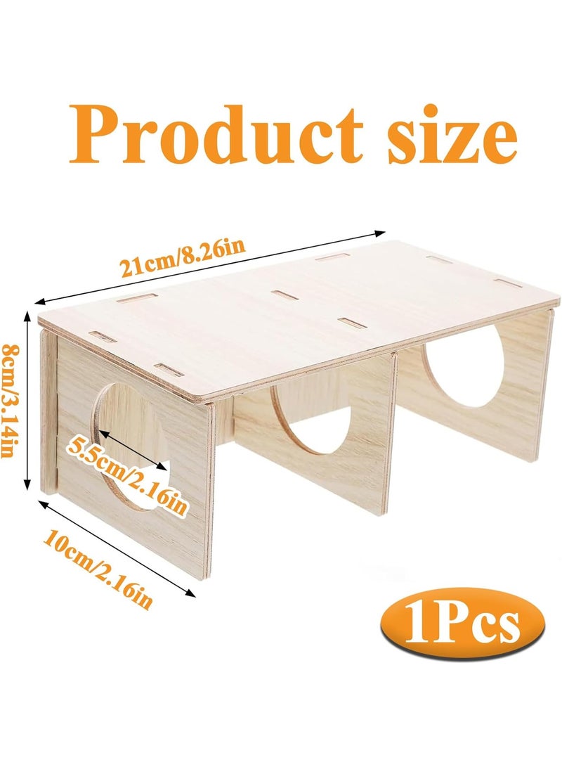 سونسر بيت خشبي طبيعي للهامستر نفق مضحك للهامستر ألعاب استكشافية لطيفة ومفيدة ألعاب إخفاء للهامستر غرفة للهامستر للحيوانات الأليفة الهامستر - Image 2