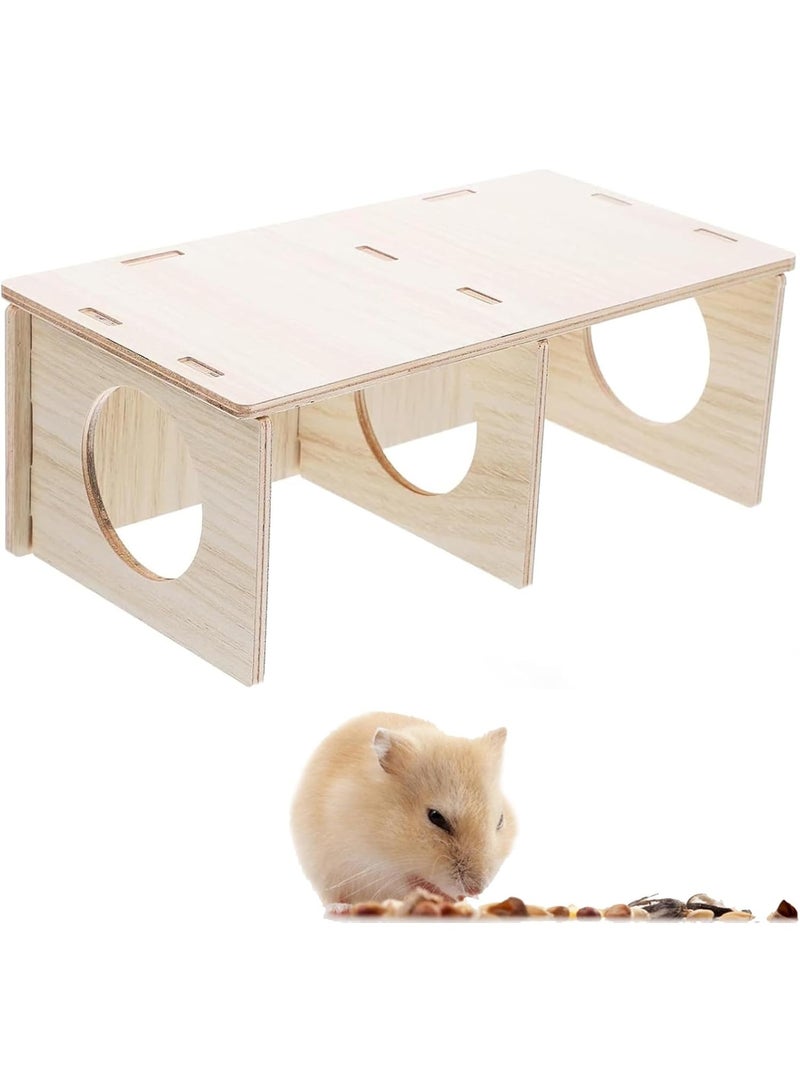 سونسر بيت خشبي طبيعي للهامستر نفق مضحك للهامستر ألعاب استكشافية لطيفة ومفيدة ألعاب إخفاء للهامستر غرفة للهامستر للحيوانات الأليفة الهامستر - Image 1