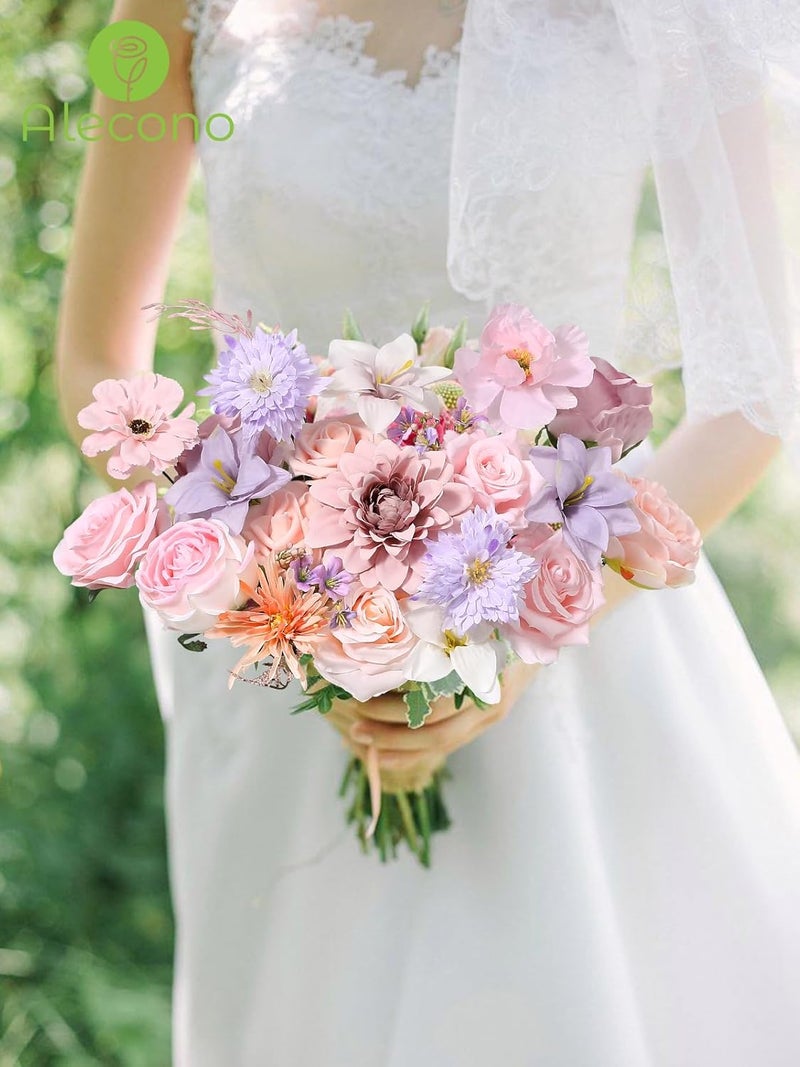 Alecono Artificial Pink and Purple Flowers - Image 5