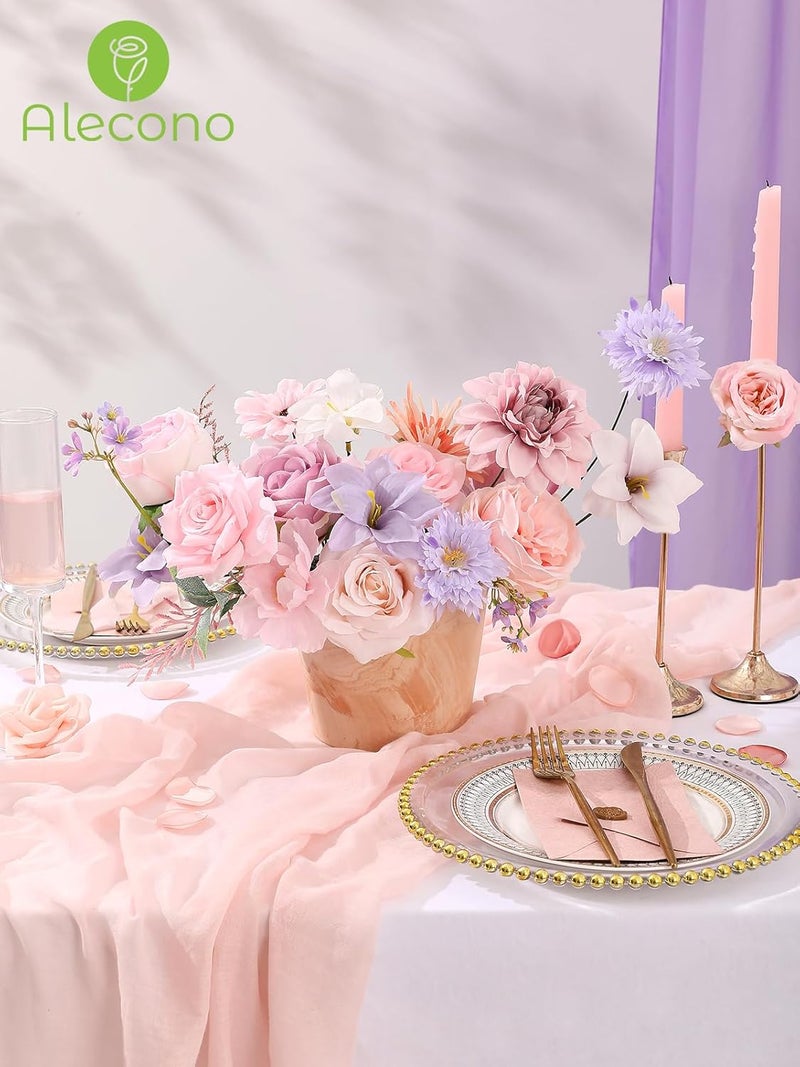 Alecono Artificial Pink and Purple Flowers - Image 4