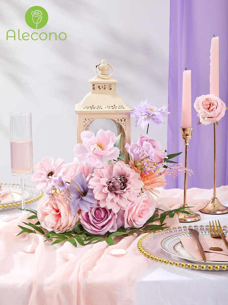 Alecono Artificial Pink and Purple Flowers - Image 3