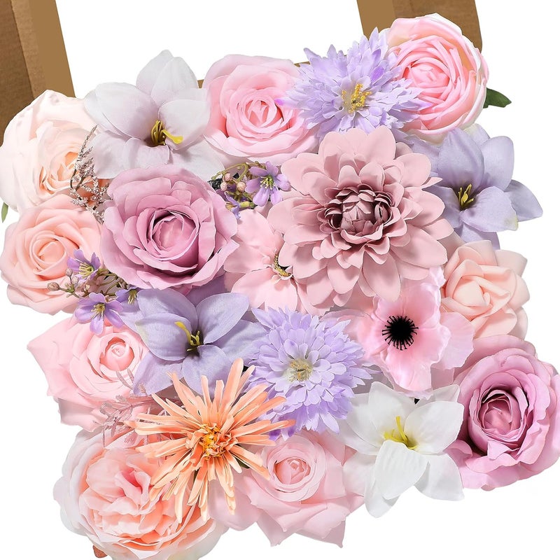 Alecono Artificial Pink and Purple Flowers - Image 1