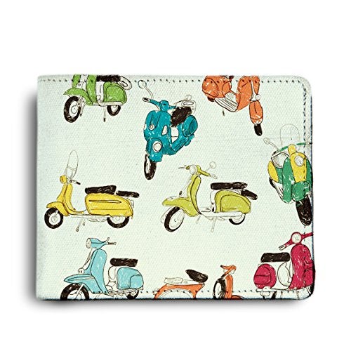 ShopMantra Men's PU Leather Vintage Scooter Pattern Printed Wallet (Multicolour) - Image 1