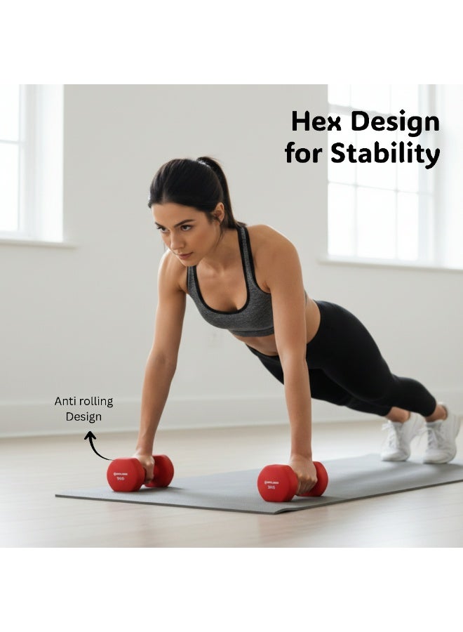 بلا نهاية أوزان دمبل ثابتة إندلس مطلية بالنيوبيرين لتمارين الجيم | زوج 3 كجم (2 × 6.6 رطل) | الخامة: حديد مطلي بطبقة فاينيل | أوزان مناسبة للنساء والرجال - Image 4