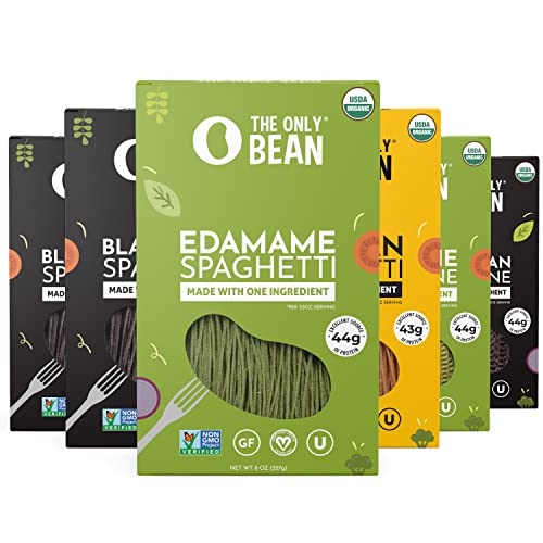 The Only Bean  Soy Black Bean and Edamame Spaghetti  Fettuccine  Gluten Free Pasta Keto Low Carb Pasta Noodles Protein Pasta Organic Healthy Noodles Vegan Pasta  8 oz 6 Pack Variety Pack - Image 1