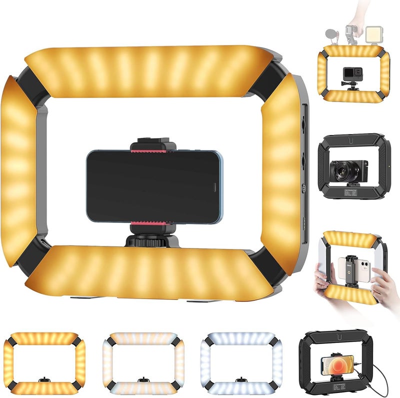 PICTRON جهاز فيديو للهواتف الذكية PICTRON U200 مع ضوء حلقي LED محمول للصور الذاتية ومثبت فيديو للكاميرا والهواتف الذكية وكاميرات الحركة ويوتيوب وإعداد الأفلام والمكياج والمدونات. - Image 1