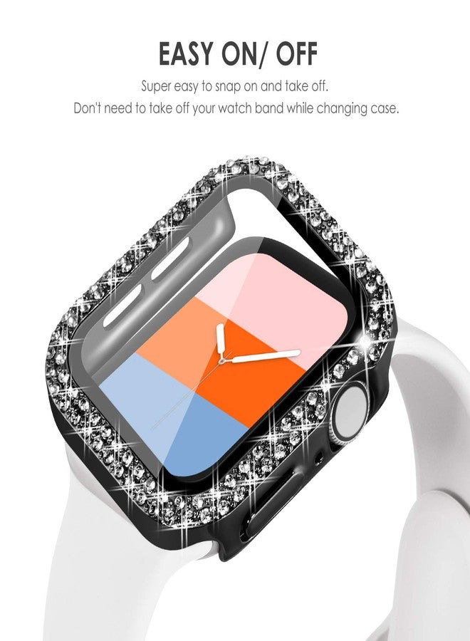 كيدز جراب KADES Bling لساعة Apple Watch مقاس 40 مم مع واقي شاشة مدمج، غطاء واقٍ مرصع بأحجار الراين اللامعة متوافق مع ساعات Apple Watch Series SE3 SE2 6 5 4 SE (40 مم، أسود) - Image 4