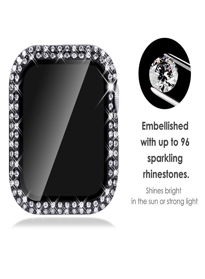 كيدز جراب KADES Bling لساعة Apple Watch مقاس 40 مم مع واقي شاشة مدمج، غطاء واقٍ مرصع بأحجار الراين اللامعة متوافق مع ساعات Apple Watch Series SE3 SE2 6 5 4 SE (40 مم، أسود) - Image 2