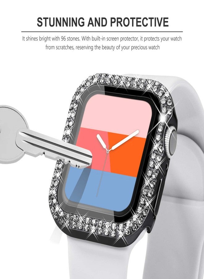 كيدز جراب KADES Bling لساعة Apple Watch مقاس 40 مم مع واقي شاشة مدمج، غطاء واقٍ مرصع بأحجار الراين اللامعة متوافق مع ساعات Apple Watch Series SE3 SE2 6 5 4 SE (40 مم، أسود) - Image 3
