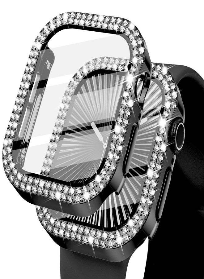 كيدز جراب KADES Bling لساعة Apple Watch مقاس 40 مم مع واقي شاشة مدمج، غطاء واقٍ مرصع بأحجار الراين اللامعة متوافق مع ساعات Apple Watch Series SE3 SE2 6 5 4 SE (40 مم، أسود) - Image 1