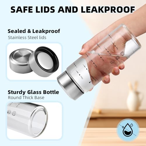 chunmo Glass Juice Bottles 6 Pack 16 oz - Wide Mouth Glass Water Bottles with Lids - Borosilicate,Stainless Steel Lids for Juicing, Smoothies, Infused Water, Beverage Storage, Leakproof, Reusable, BPA Free - Image 4