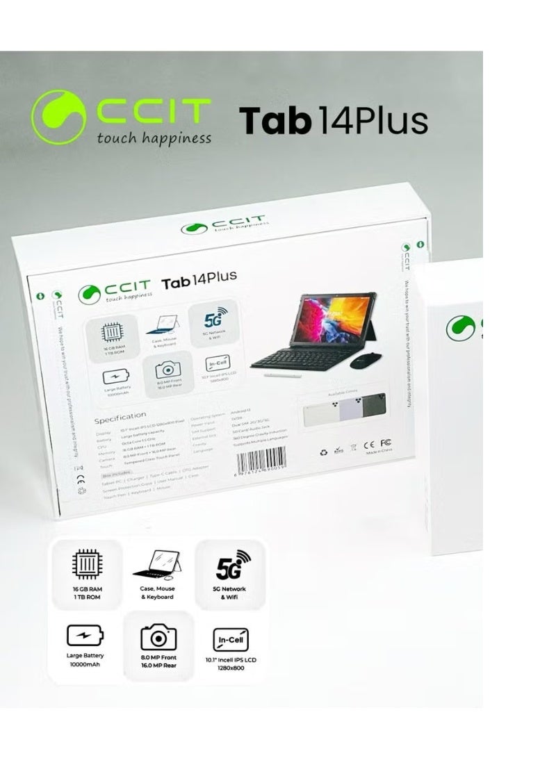 CCIT Tab 14 Plus 10.1" Android 13 Tablet | 16-Core CPU | Dual SIM 5G | FHD Display - Image 3