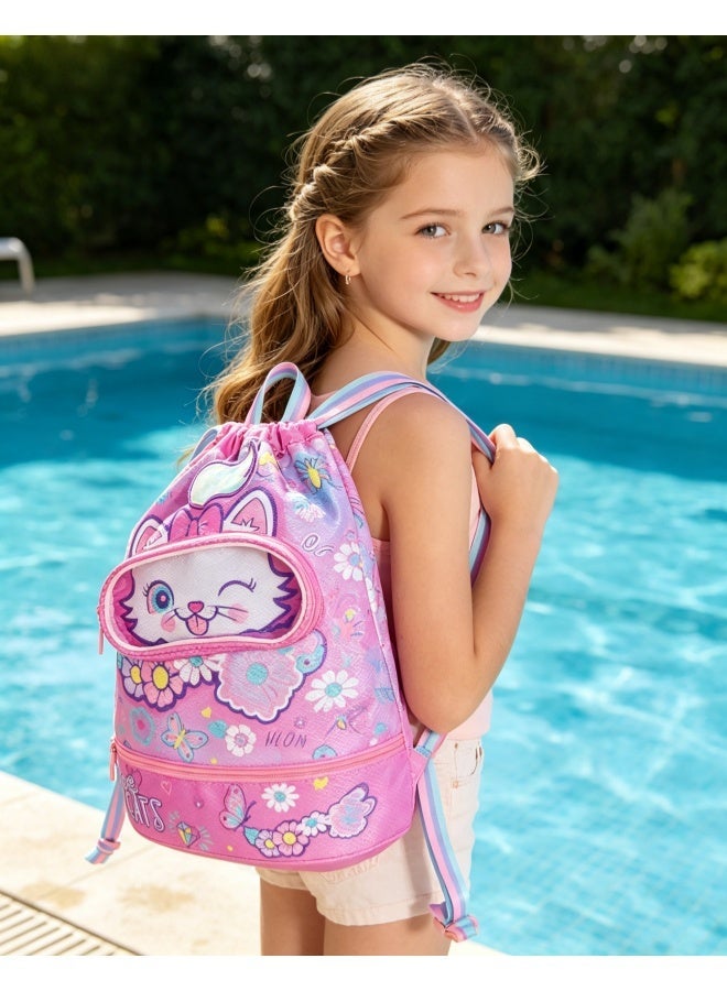 Five dream house Kids Swim Bag Double Waterproof Swimming Backpack for Kids Boys Swim Bag with Wet Dry Separation and Independent Shoe Compartment 25.5×13×41cm - Image 2