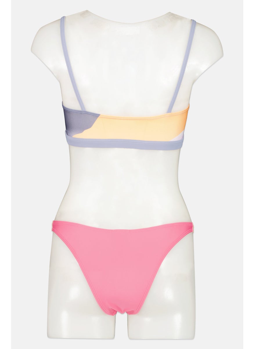 Adidas Women 2 Piece Brand Logo Padded Bikini Top And Bottom, Multicolor  - Image 2