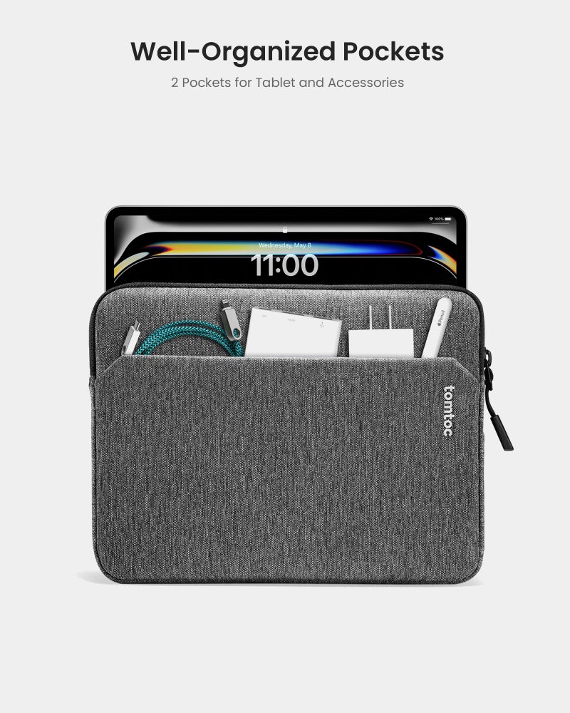 Tomtoc حافظة تابلت tomtoc مقاس 11 بوصة لجهاز iPad Pro M5/M4 2025، iPad (A16)، Air M3&M2 2024، Galaxy Tab S10/A10+، تناسب لوحة المفاتيح السحرية و Smart Keyboard Folio - Image 2