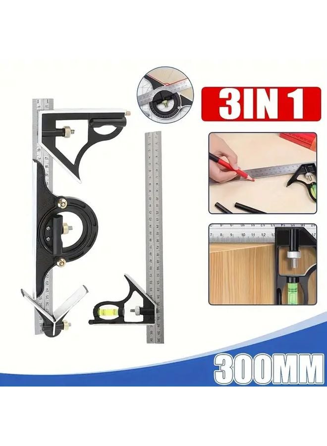 Black Aluminum Alloy T Square Ruler 300mm Multi Functional Measuring Tool - Image 5