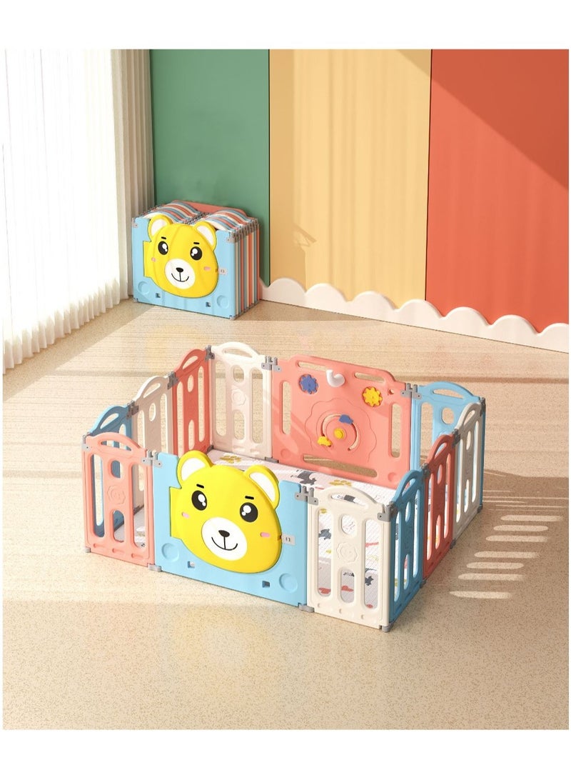 فول جوي ساحات لعب محمولة، حظيرة لعب للأطفال، سياج كرات، أسوار قابلة للطي للزحف مع حلقة كرة سلة ,185*148*62 سم - Image 1