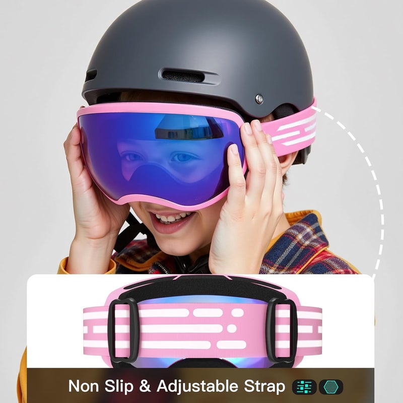LOEO Kids Ski Goggle, Snow Ski Goggles for Kids Youth Teens Boys and Girls from 5-14 - Image 2
