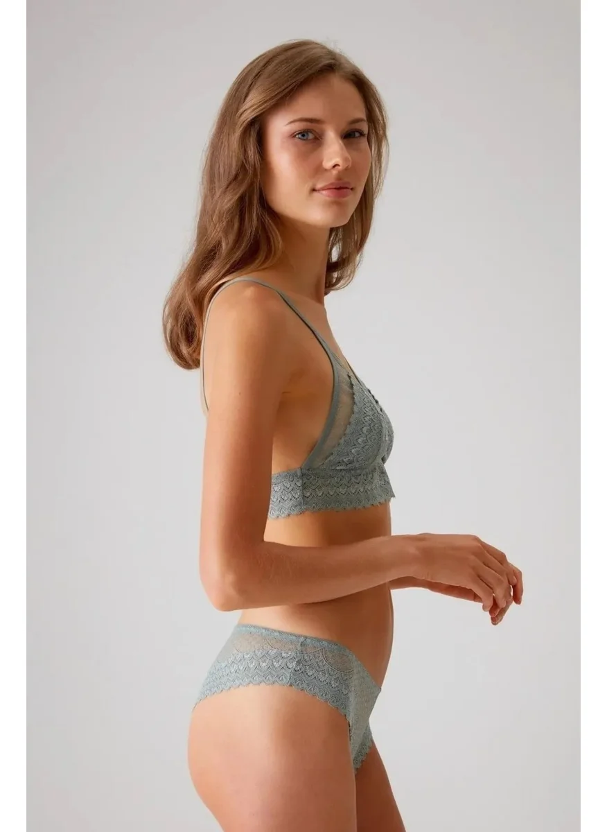 بيير كاردان 4834 Women's Bralette Bra Panties Set-Mint