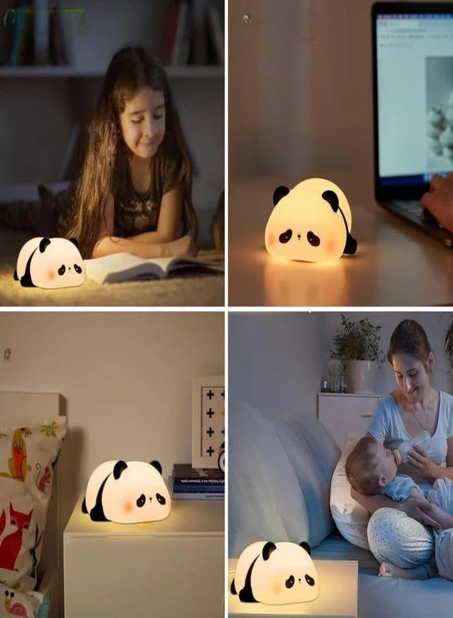 KMJSA Sleeping Panda Light Silicone Animal Night Lamp | Rechargeable LED Bedside Lamp for Children's Bedroom | Ideal Gift for Boys, Girls, Toddlers, and Nursery, White - Image 2