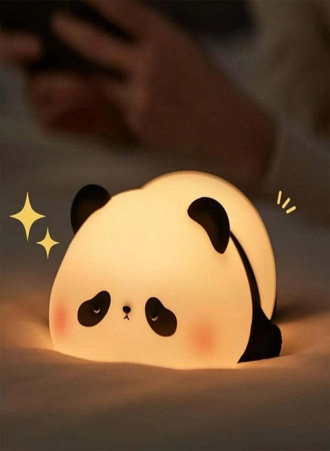 KMJSA Sleeping Panda Light Silicone Animal Night Lamp | Rechargeable LED Bedside Lamp for Children's Bedroom | Ideal Gift for Boys, Girls, Toddlers, and Nursery, White - Image 1
