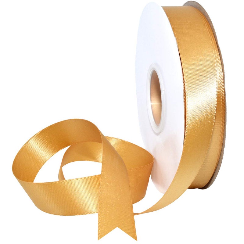 Morex Ribbon Morex Ribbon Double Face Satin Ribbon 78 X 50 YD Old Gold Ribbon for Gift Wrapping Birthday Gift Cards Satin Dress for Women Silk Ribbons for Crafts Wedding Gifts for Couple 