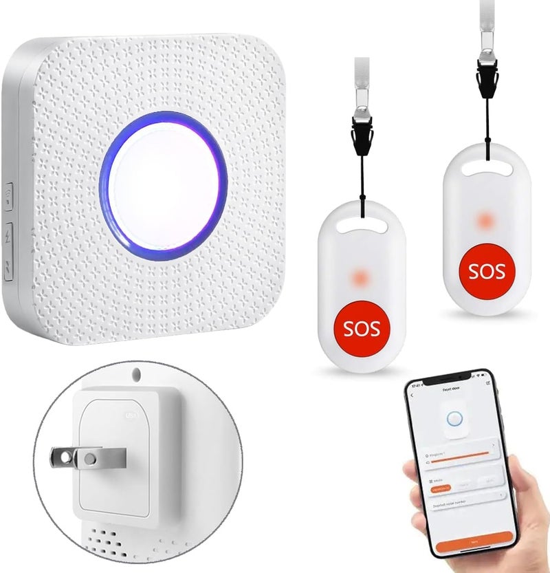 YisTech WiFi Caregiver Pager Wireless Call Button Nurse Alert System for Home/Elderly/Patient/Disabled with Phone App Two Call Button One WiFi Receiver(only Supports 2.4GHz Wi-Fi) - Image 1