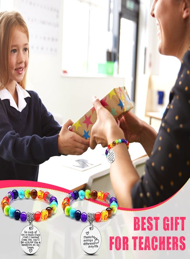 جيديف مجموعة جاديف من 4 أساور تقدير للمعلمين في عيد الميلاد، أساور خرز علاجية، أساور كريستالات الشاكرات السبعة، هدايا شكر للمعلمين في نهاية العام الدراسي - Image 5