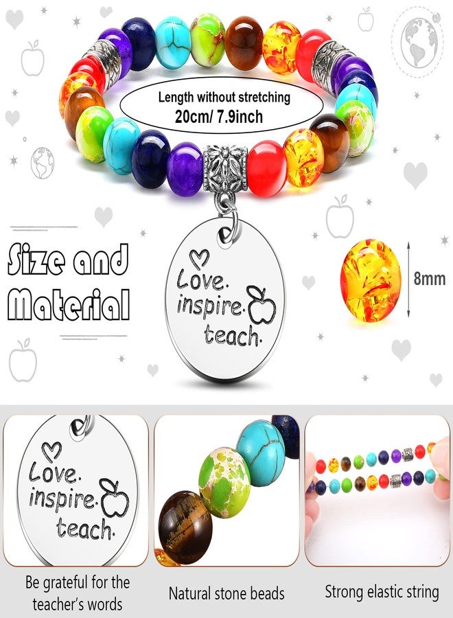 جيديف مجموعة جاديف من 4 أساور تقدير للمعلمين في عيد الميلاد، أساور خرز علاجية، أساور كريستالات الشاكرات السبعة، هدايا شكر للمعلمين في نهاية العام الدراسي - Image 2