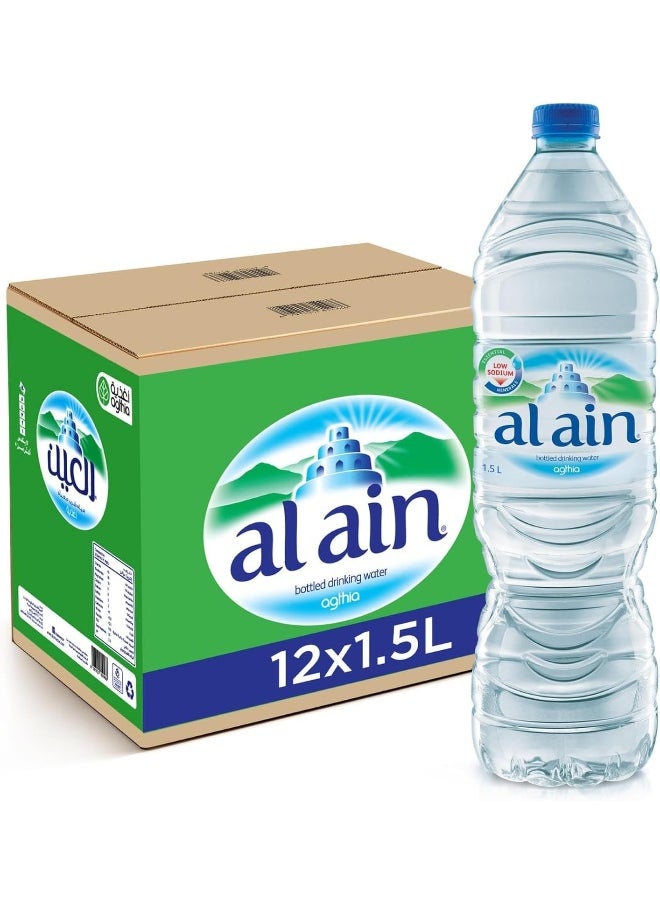 Al Ain Al Ain Water 1.5L, Pack of 12, Low Sodium Water, Balanced Mineral Composition Nourishing Al Ain Water  - Image 1