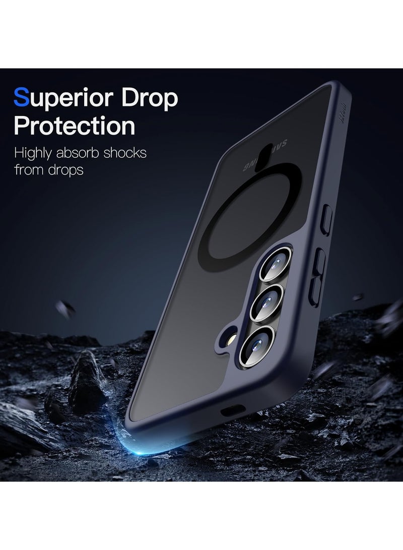 Denx Magnetic Case for Samsung Galaxy S25 Plus 5G 6.7inch, Translucent Matte Back, Shockproof Magnetic Case Compatible with MagSafe, for Samsung Galaxy S25 Plus (Navy Blue) - Image 4