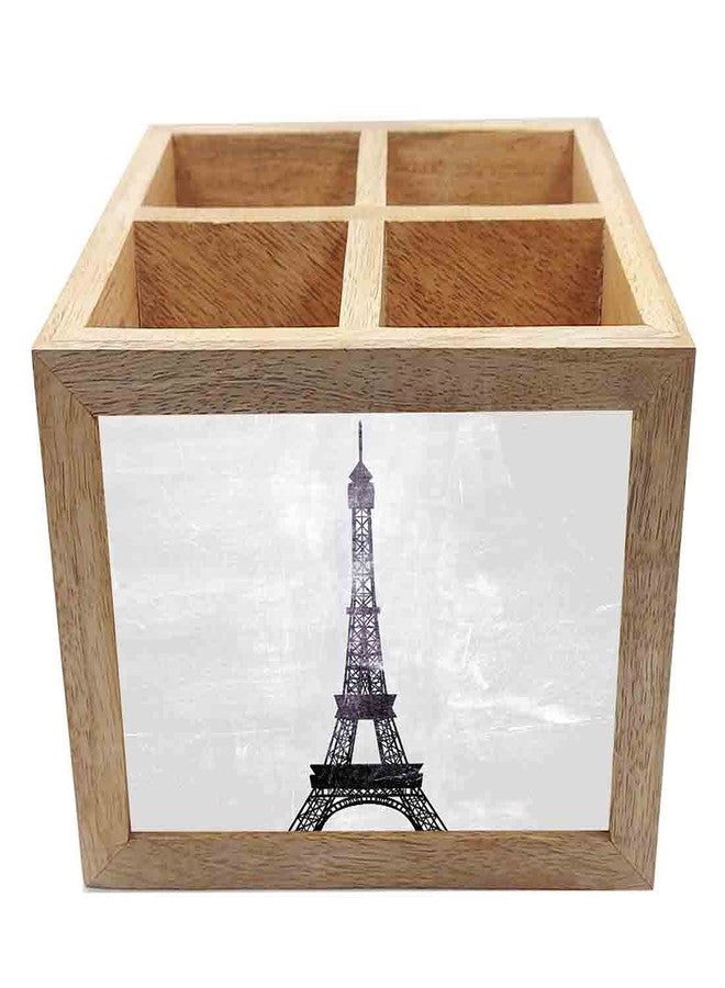 Nutcase Wooden Cutlery Stand Holder Silverware Caddy Spoons Forks Knives Organizer for Dining Table & Kitchen -Made in India-Spoons NOT Included - Paris City Art - Image 4