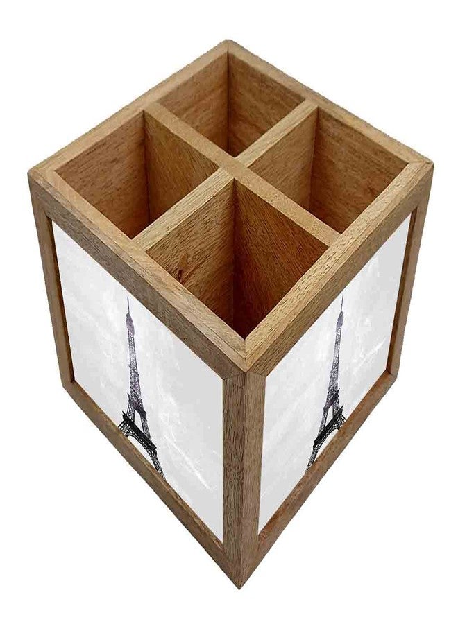 Nutcase Wooden Cutlery Stand Holder Silverware Caddy Spoons Forks Knives Organizer for Dining Table & Kitchen -Made in India-Spoons NOT Included - Paris City Art - Image 3