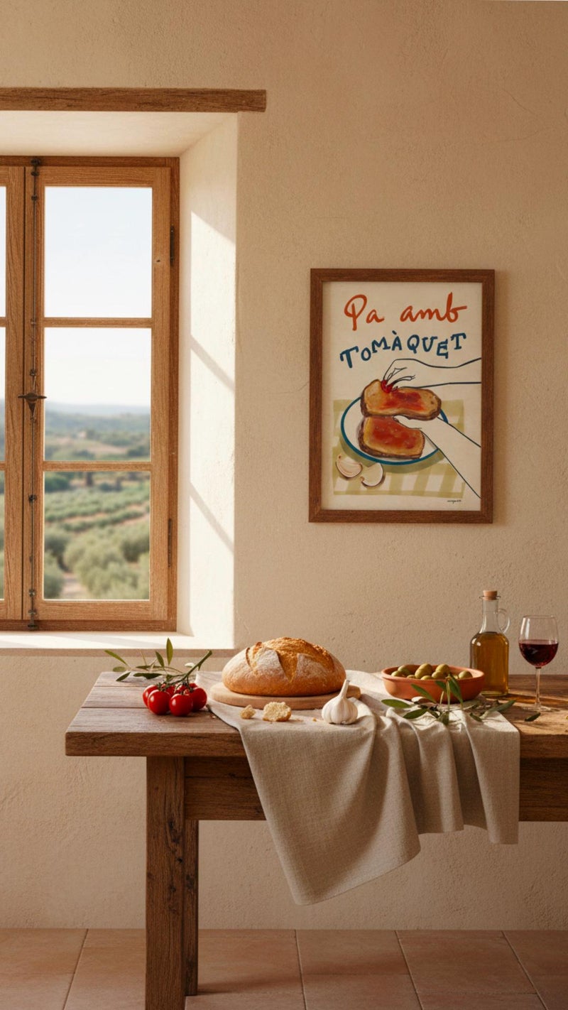 TNESSENTIAL Bread with Tomato Print | Catalan Gastronomic Art | Kitchen Decor | Vintage Poster | Mediterranean Cuisine - Image 2