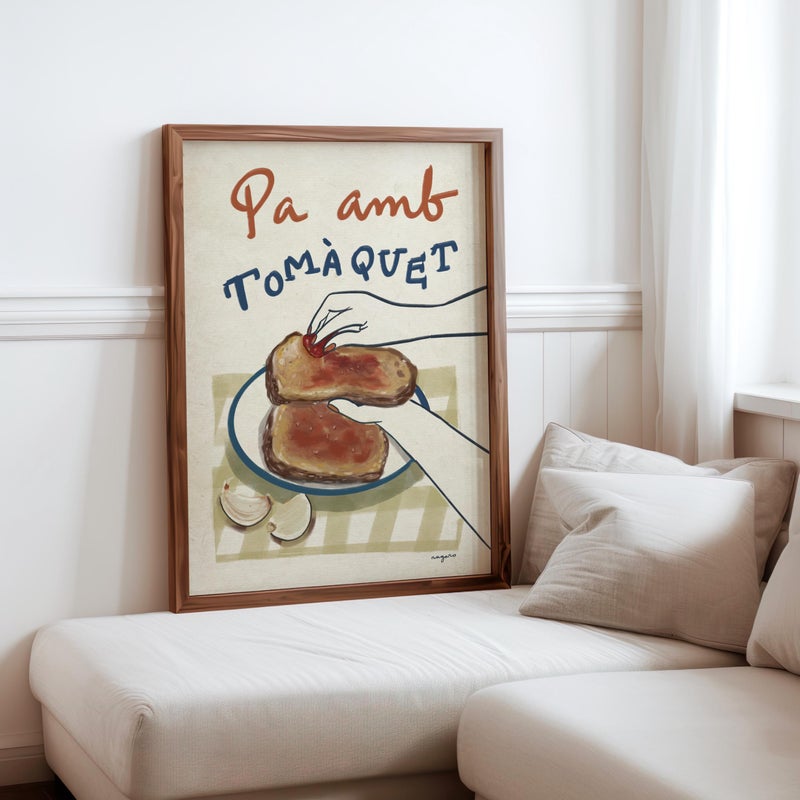 TNESSENTIAL Bread with Tomato Print | Catalan Gastronomic Art | Kitchen Decor | Vintage Poster | Mediterranean Cuisine - Image 1