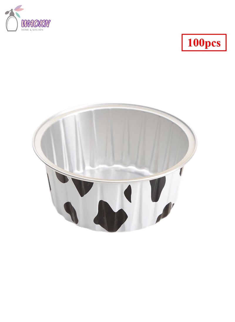 WAOKN 100-Piece Disposable Tinfoil Cups, Tinfoil Cake Pudding Cups, Can Be Used In Air Fryers, Ovens, Steamer, Microwave - Image 1