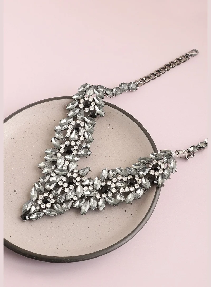 SOHI Gold Plated Party Designer Stone Statement Necklace For Women