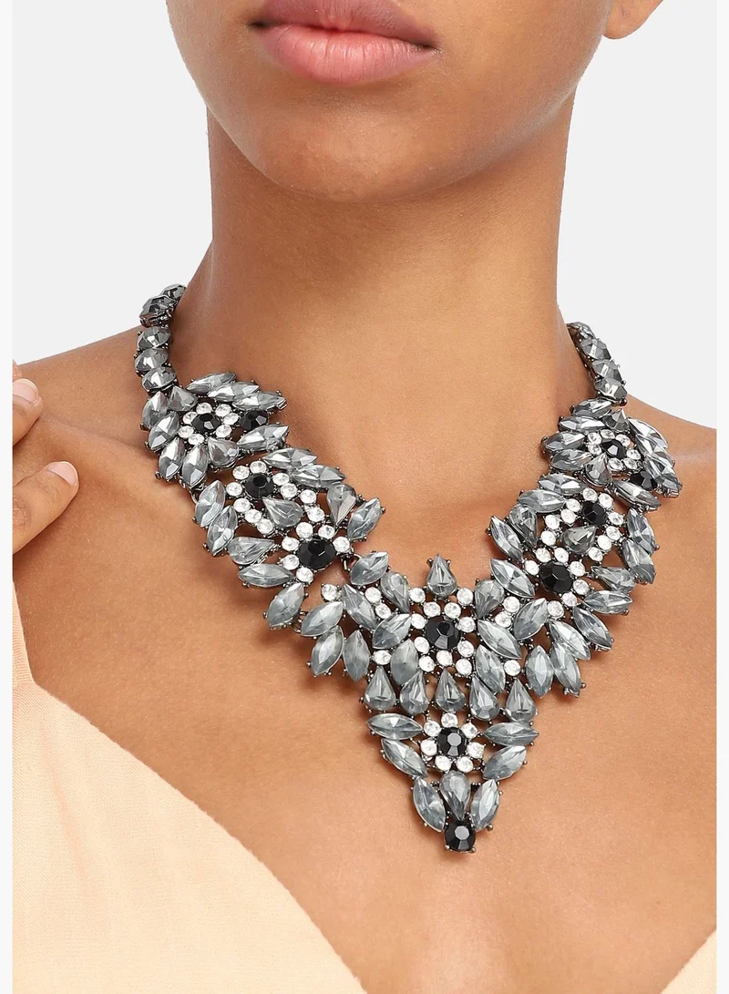 SOHI Gold Plated Party Designer Stone Statement Necklace For Women
