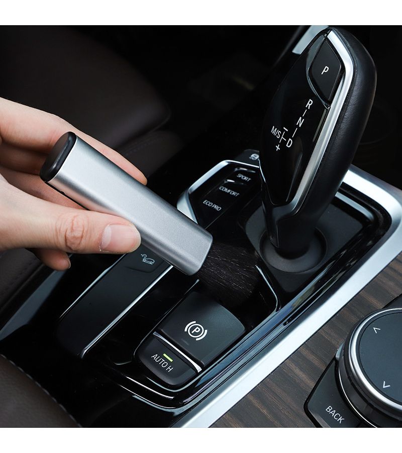 Silvery Car Retractable Cleaning Brush for Air Conditioner Computer Keyboard Plastic Handle - Image 2